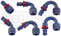 Blue Aluminum Barbed Hose Fitting to AN Female