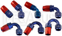 Aluminum Swivel Hose End for Steel Braided Hose, Blue - Red