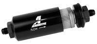In-Line Fuel Filter, 40 Micron Stainless, 6AN Male, Black