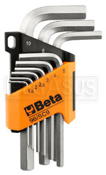 Beta 96/SC9 Set of 9 Chrome Hex Keys in Locking Holder, mm