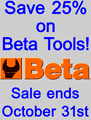 Save 25% on Beta Tools, in stock or special order!