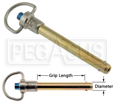 Quick Release Positive Locking Pins (Pip Pins), Ring Handle - Pegasus Auto  Racing Supplies