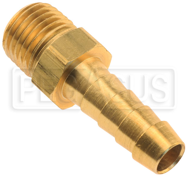 1/4 NPT to 5/16 (8mm) Hose Barb Fitting, Brass - Straight