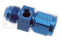 Click for a larger picture of 8AN Male to 8AN Female Adapter with 1/8 NPT in Hex, Aluminum