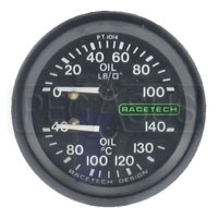 Click for a larger picture of Racetech Dual 100psi Oil Pressure/140 C Oil Temperature