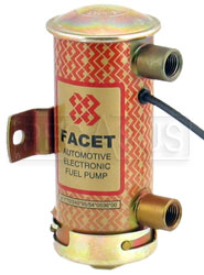 Click for a larger picture of Facet Cylindrical 12v Fuel Pump, 1/4 NPT, 6-8 psi, Blue Top