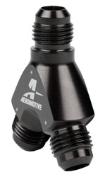 Click for a larger picture of Aeromotive Y-Block, 6AN Male Inlet, 6AN Male Outlets