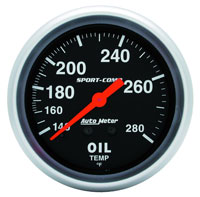 Click for a larger picture of Sport Comp 2 5/8 inch Oil Temp Gauge, 140-280 degree, 6ft