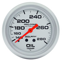 Click for a larger picture of Ultra Lite 2 5/8" Oil Temp Gauge, 140-280 F, 6 ft