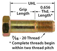 Click for a larger picture of AN7 Airframe Bolt, 7/16-20 Thread