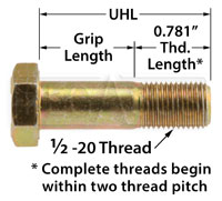 Click for a larger picture of AN8 Airframe Bolt, 1/2-20 Thread