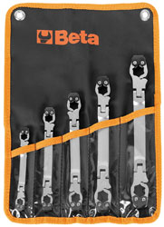 Click for a larger picture of Beta 187/B5 Set of 5 Swivel, Opening Wrenches in Wallet - mm