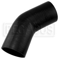 Click for a larger picture of Black Silicone Hose, 4.00" I.D. 45 degree Elbow, 6" Legs