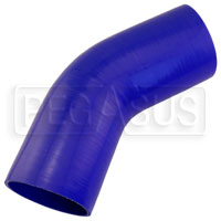 Click for a larger picture of Blue Silicone Hose, 4.00" I.D. 45 degree Elbow, 6" Legs