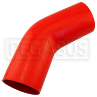 Click for a larger picture of Red Silicone Hose, 4.00" I.D. 45 degree Elbow, 6" Legs