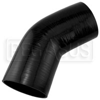 Click for a larger picture of Black Silicone Hose, 4 1/2" I.D. 45 degree Elbow, 6" Legs