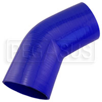 Click for a larger picture of Blue Silicone Hose, 4 1/2" I.D. 45 degree Elbow, 6" Legs