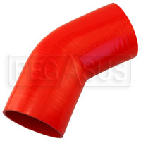 Click for a larger picture of Red Silicone Hose, 4 1/2" I.D. 45 degree Elbow, 6" Legs
