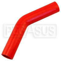 Click for a larger picture of Red Silicone Hose, 1 1/2" I.D. 45 degree Elbow, 6" Legs