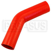 Click for a larger picture of Red Silicone Hose, 2" I.D. 45 degree Elbow, 6" Legs