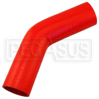 Click for a larger picture of Red Silicone Hose, 2 1/4" I.D. 45 degree Elbow, 6" Legs