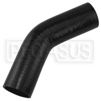 Click for a larger picture of Black Silicone Hose, 2 1/2" I.D. 45 degree Elbow, 6" Legs