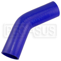 Click for a larger picture of Blue Silicone Hose, 2 1/2" I.D. 45 degree Elbow, 6" Legs