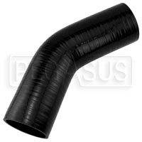 Click for a larger picture of Black Silicone Hose, 3.00" I.D. 45 degree Elbow, 6" Legs