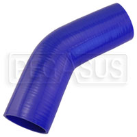 Click for a larger picture of Blue Silicone Hose, 3.00" I.D. 45 degree Elbow, 6" Legs