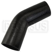 Click for a larger picture of Black Silicone Hose, 3 1/4" I.D. 45 degree Elbow, 6" Legs
