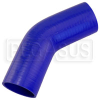 Click for a larger picture of Blue Silicone Hose, 3 1/4" I.D. 45 degree Elbow, 6" Legs