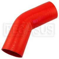 Click for a larger picture of Red Silicone Hose, 3 1/4" I.D. 45 degree Elbow, 6" Legs