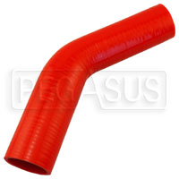 Click for a larger picture of Red Silicone Hose, 1 3/4 x 1 1/2" 45 deg. Reducing Elbow