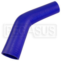 Click for a larger picture of Blue Silicone Hose, 2 x 1 1/2" 45 deg. Reducing Elbow