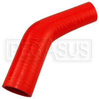 Click for a larger picture of Red Silicone Hose, 2 x 1 1/2" 45 deg. Reducing Elbow