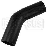 Click for a larger picture of Black Silicone Hose, 2 1/4 x 2" 45 deg. Reducing Elbow