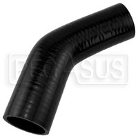 Click for a larger picture of Black Silicone Hose, 2 3/8 x 2" 45 deg. Reducing Elbow