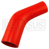 Click for a larger picture of Red Silicone Hose, 2 1/2 x 1 3/4" 45 deg. Reducing Elbow