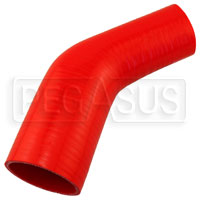 Click for a larger picture of Red Silicone Hose, 3 x 2 1/4" 45 deg. Reducing Elbow