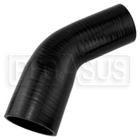 Click for a larger picture of Black Silicone Hose, 3" x 2 1/2" 45 deg. Reducing Elbow