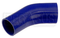 Click for a larger picture of Blue Silicone Hose, 3 1/2 x 3" 45 deg. Reducing Elbow