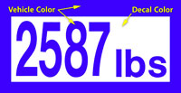 Click for a larger picture of Custom-Cut Vinyl Vehicle Weight Decal, Negative