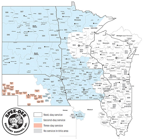 SPEE-DEE Delivery Service Map for Zip Code 53146